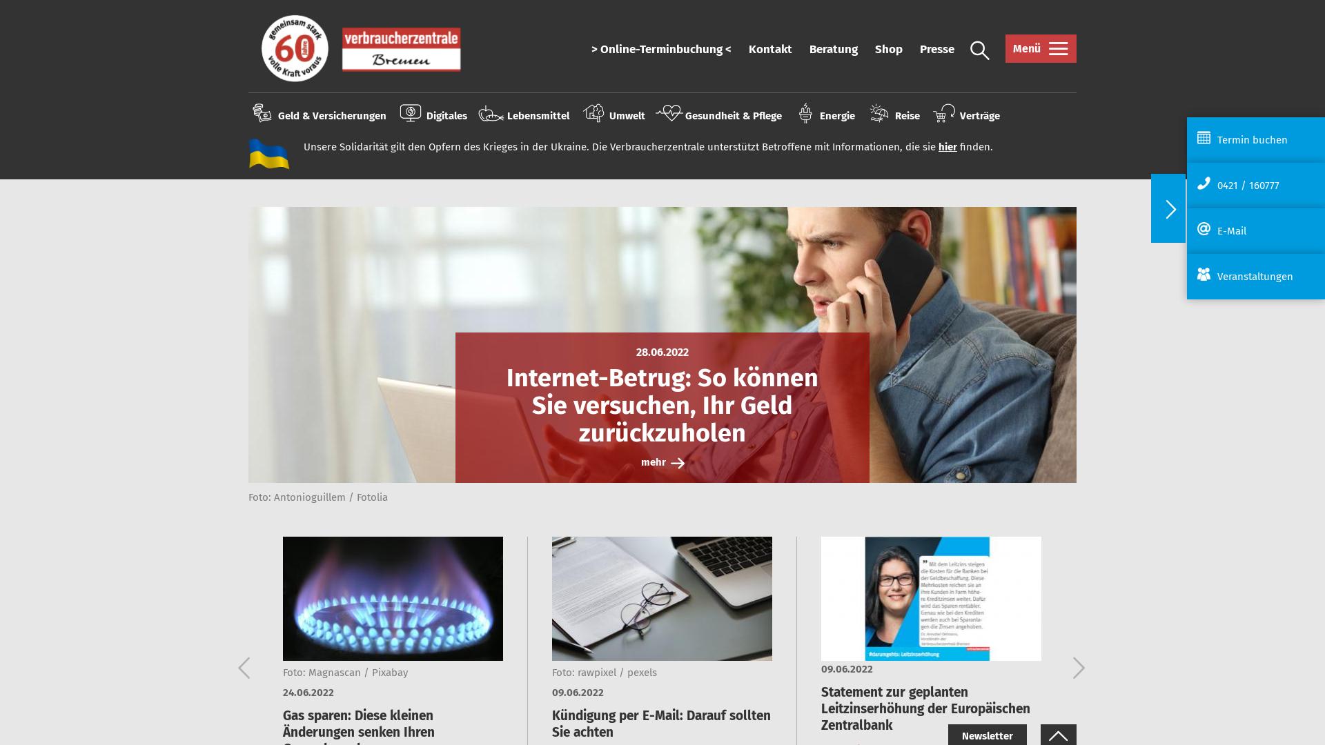 Website User Bewertung zu www.verbraucherzentrale-bremen.de