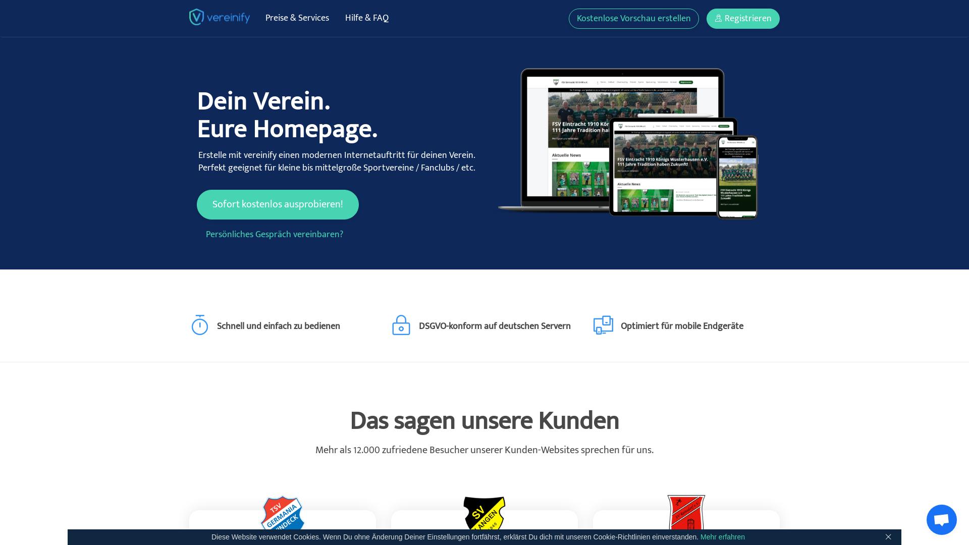 Website User Bewertung zu www.vereinify.com