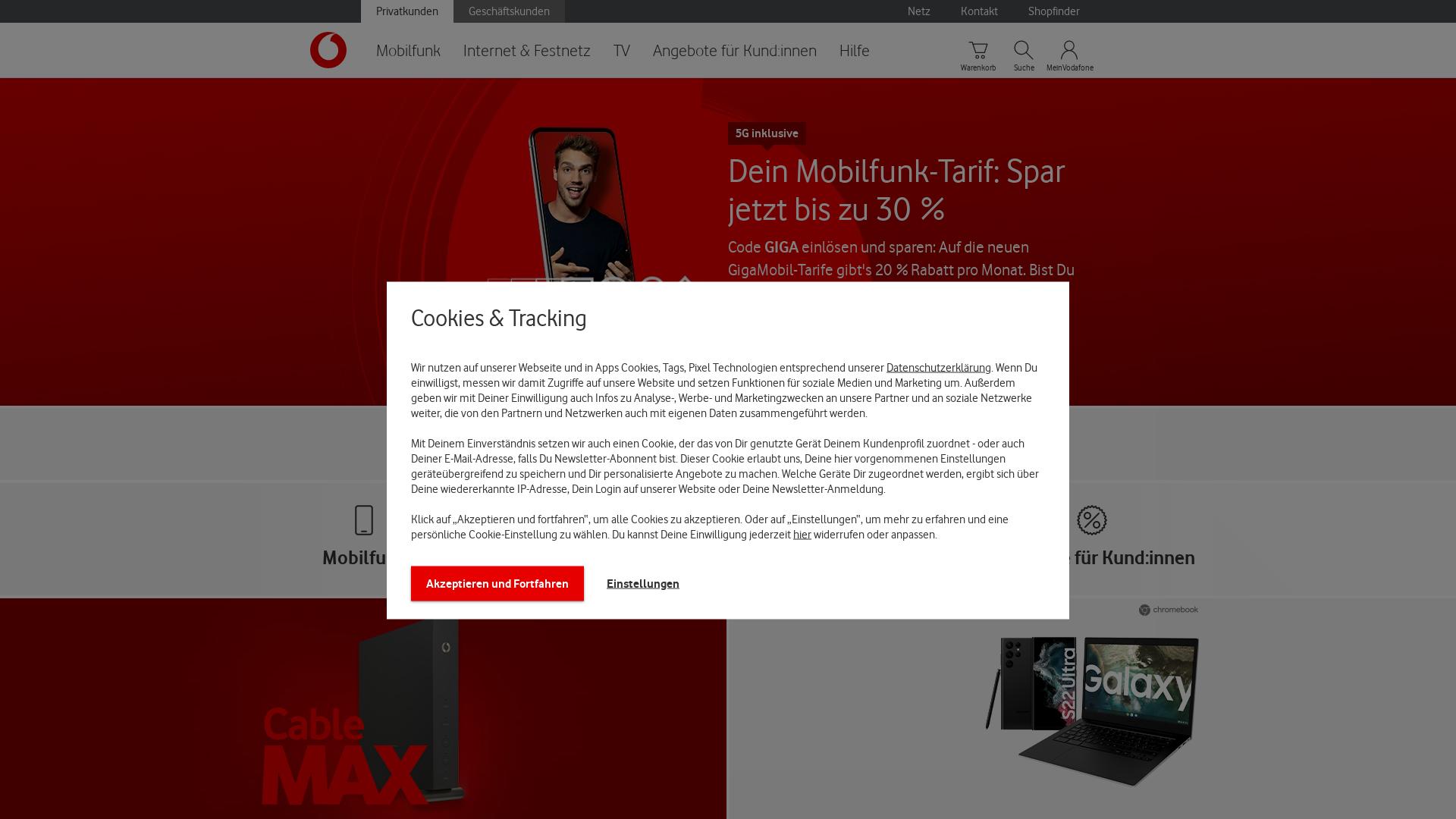 Website User Bewertung zu www.vodafone.de