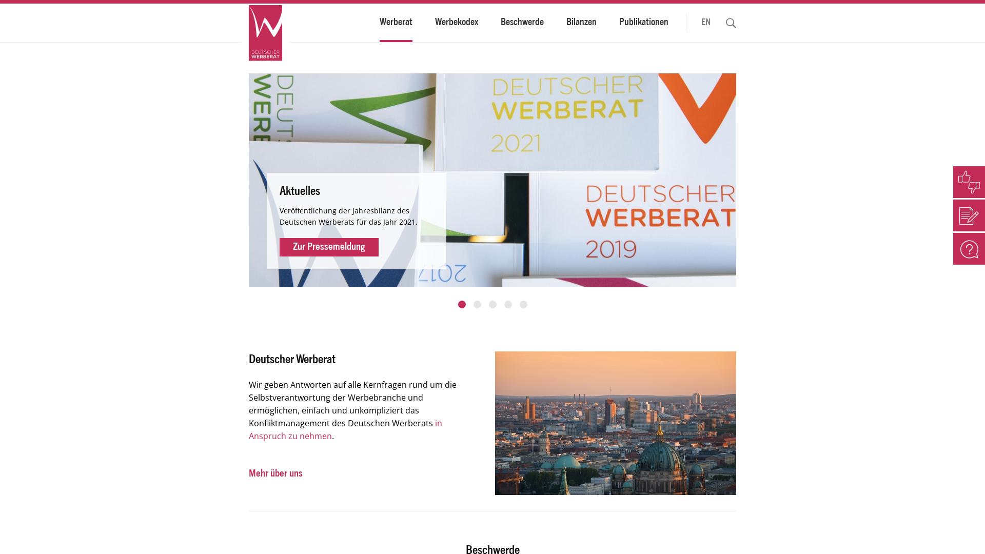 Website User Bewertung zu www.werberat.de