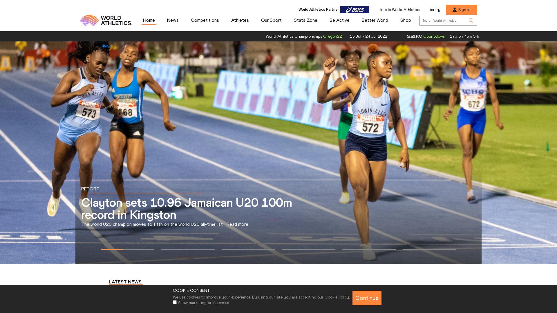 Website User Bewertung zu www.worldathletics.org